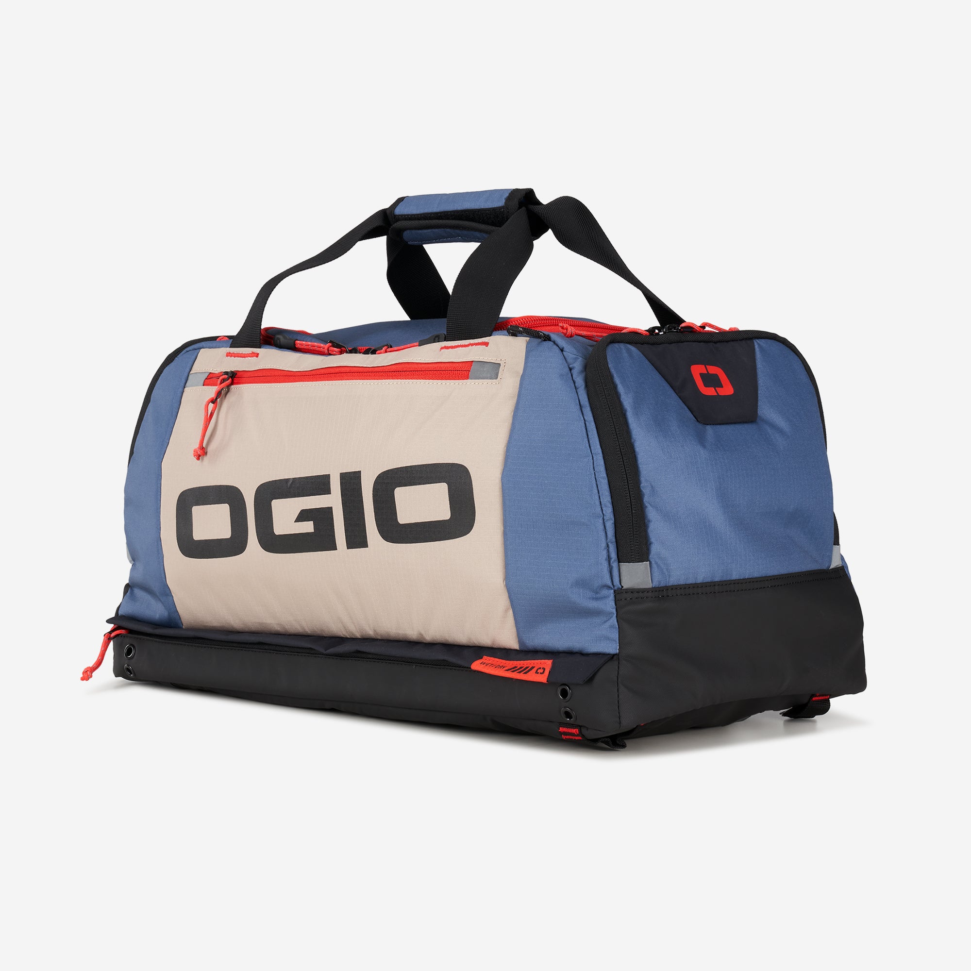 35L Fitness Duffel - Tan/Blue/Red