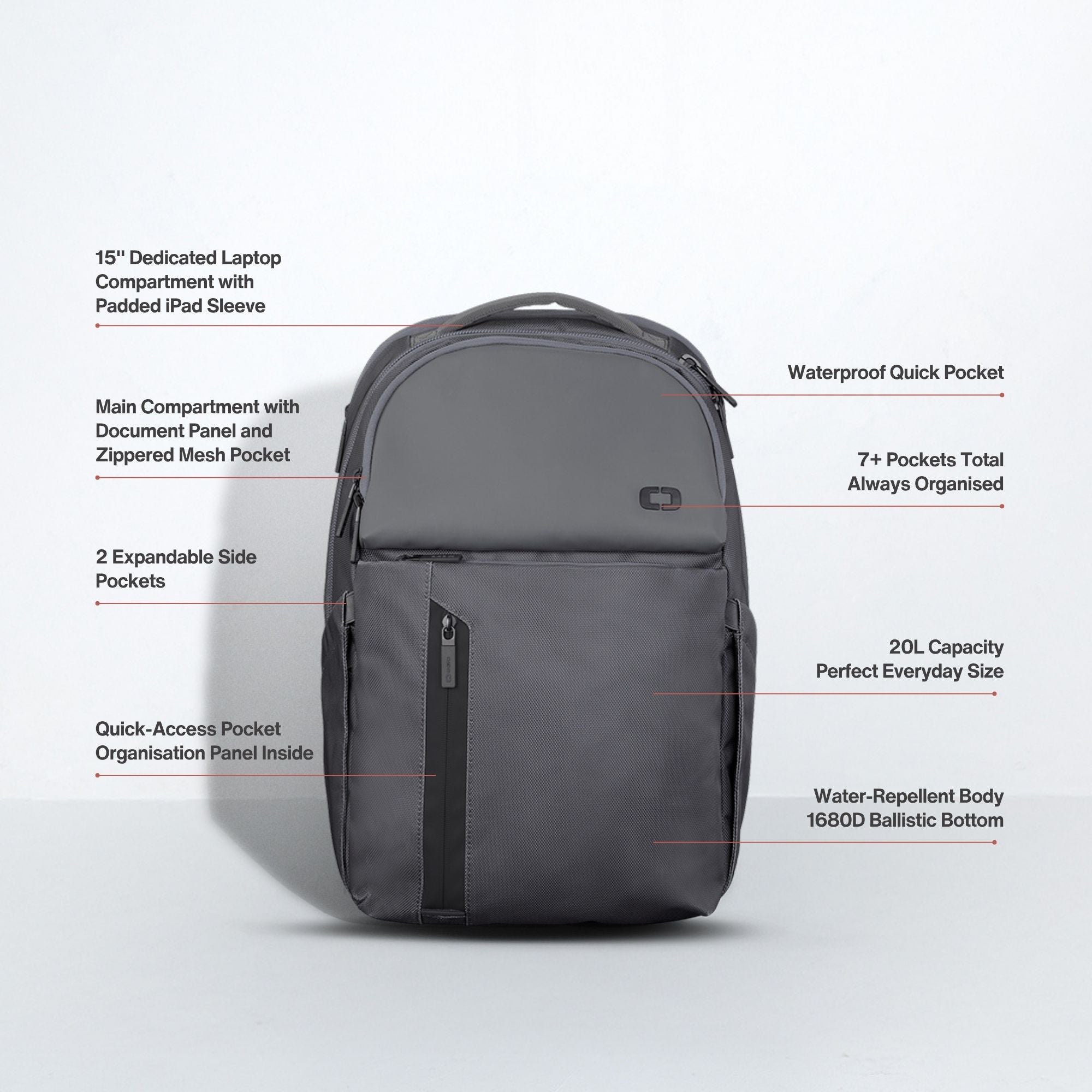 Pace Pro 20L Backpack - Grey Pinstripe