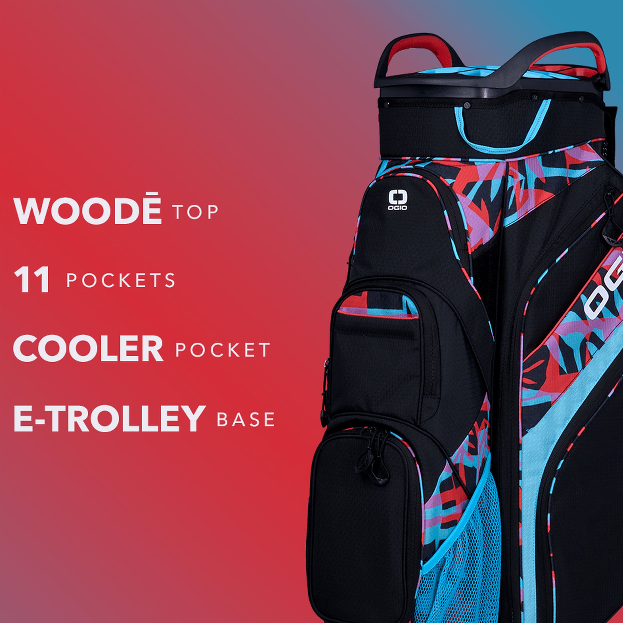 OGIO WOODE CART GOLF BAG RED/WHITE/BLUE