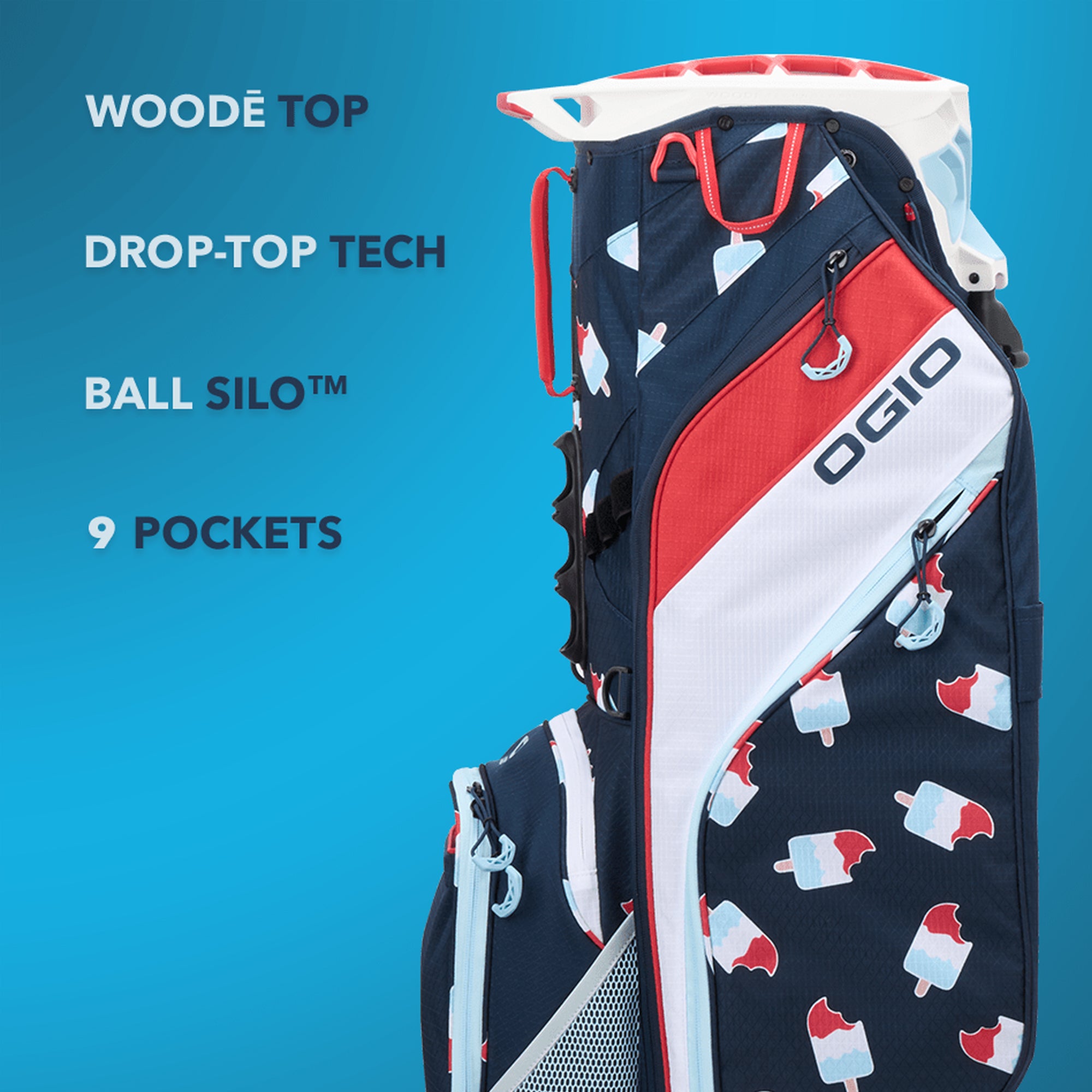 OGIO WOODE HYBRID STAND GOLF BAG ROCKET POP