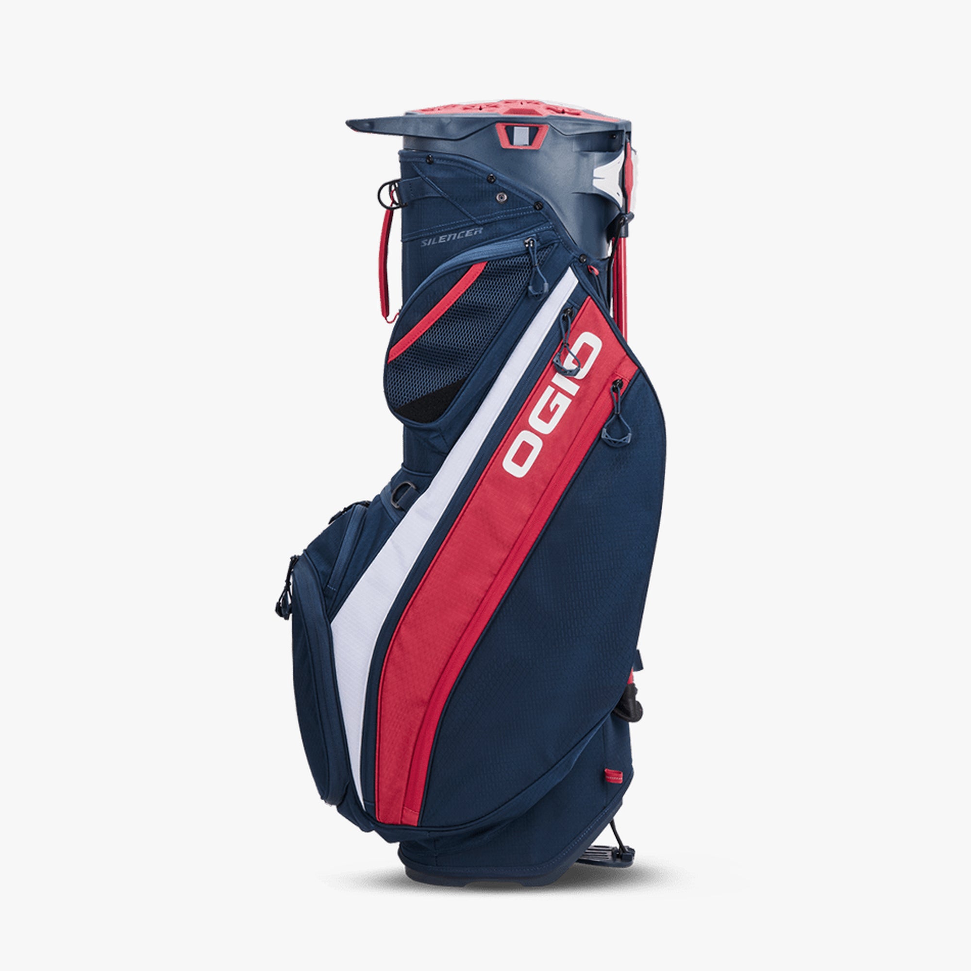 OGIO SILENCER HYBRID STAND GOLF BAG RED/WHITE/BLUE