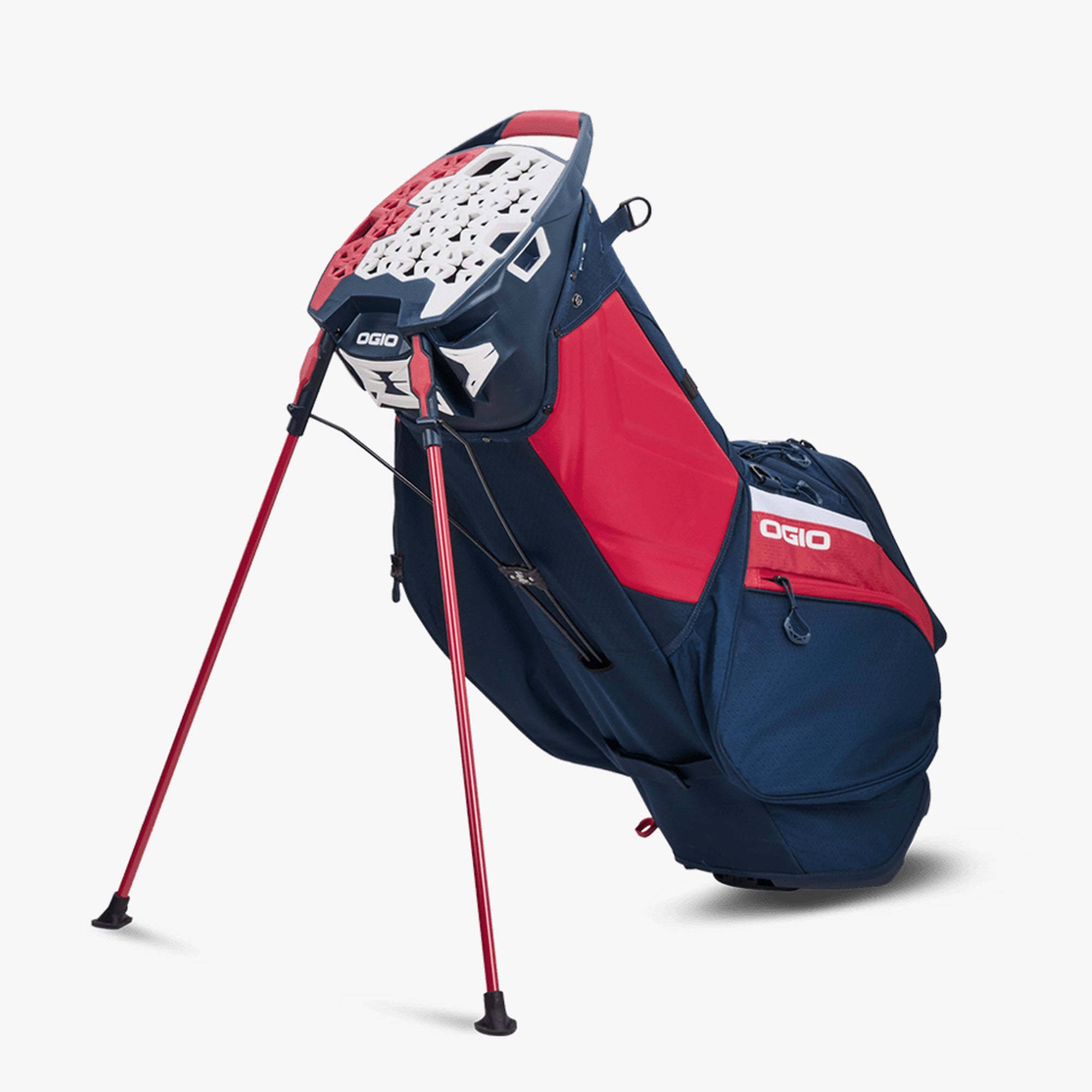OGIO SILENCER HYBRID STAND GOLF BAG RED/WHITE/BLUE
