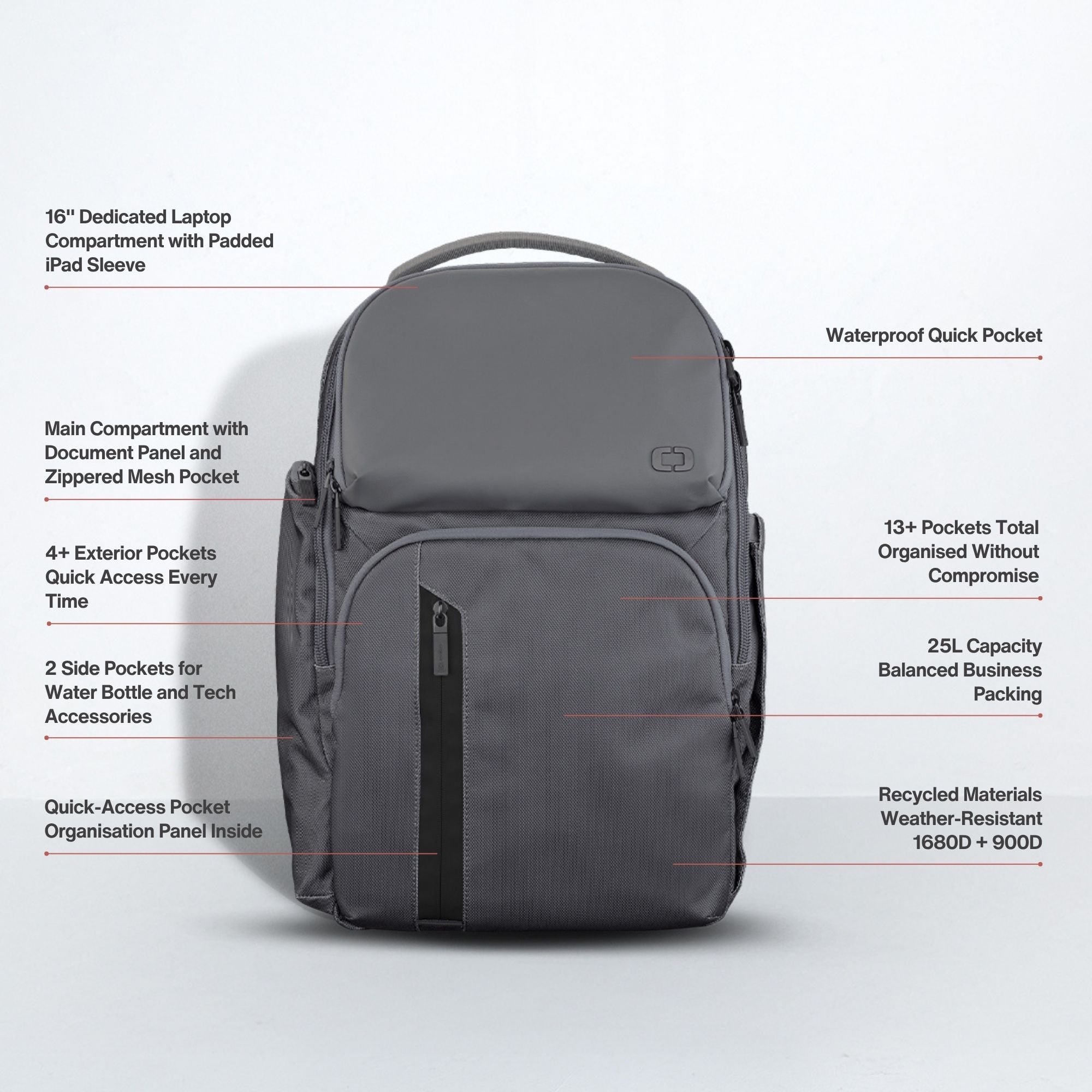 Pace Pro 25L Backpack - Grey Pinstripe