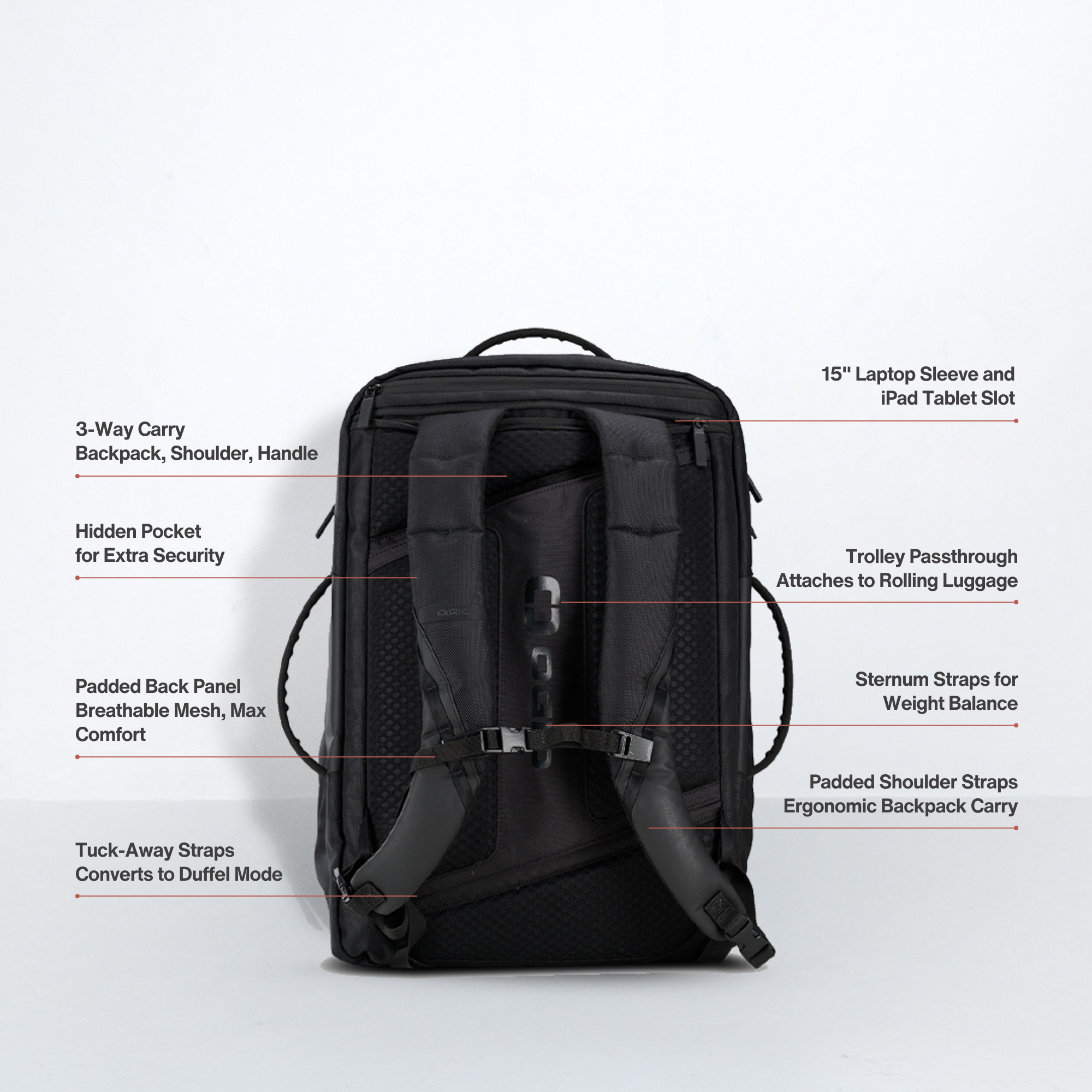 Pace Pro Max Travel Duffel Backpack 45L - Black