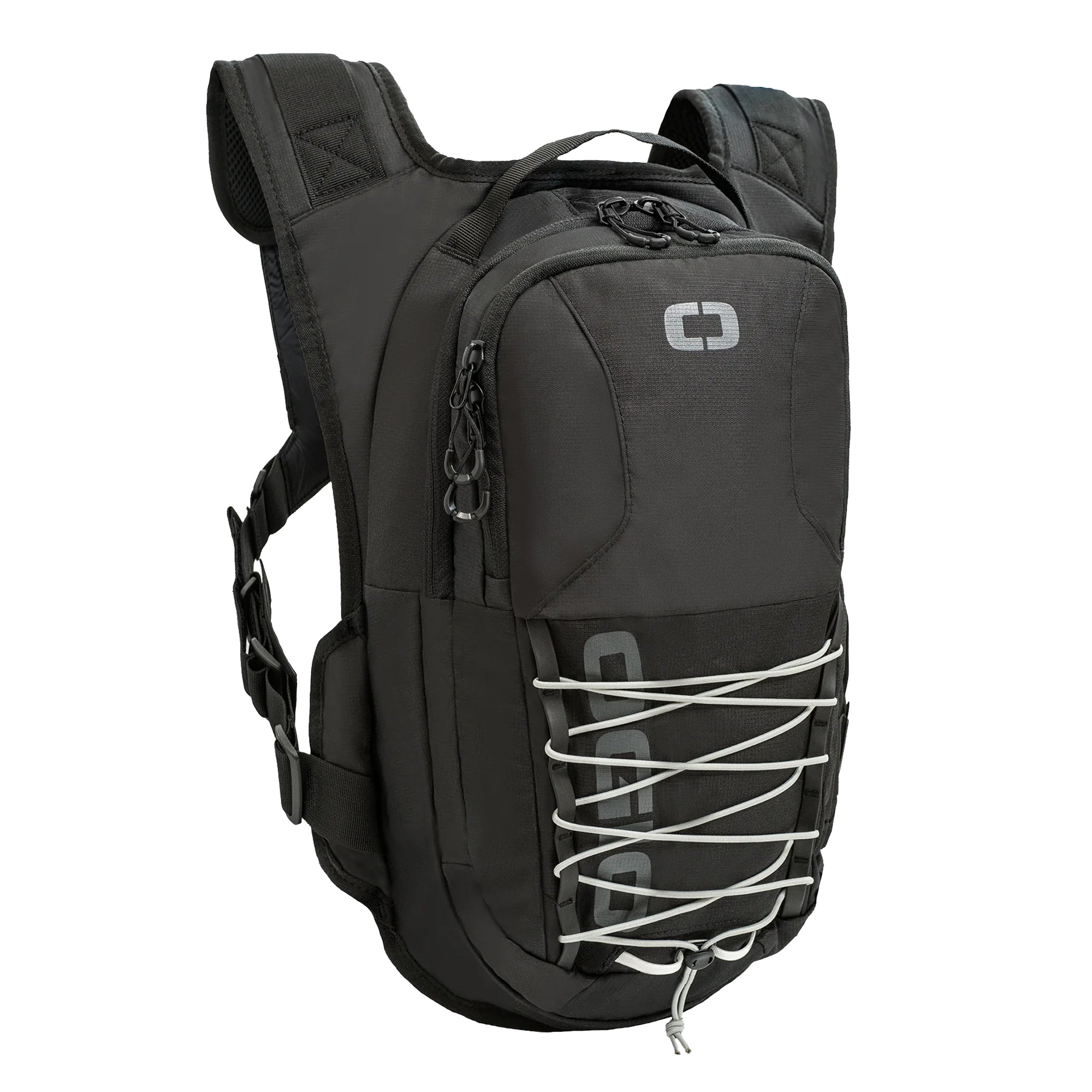 OGIO black sports backpack with front elastic cord system and multiple compartments
