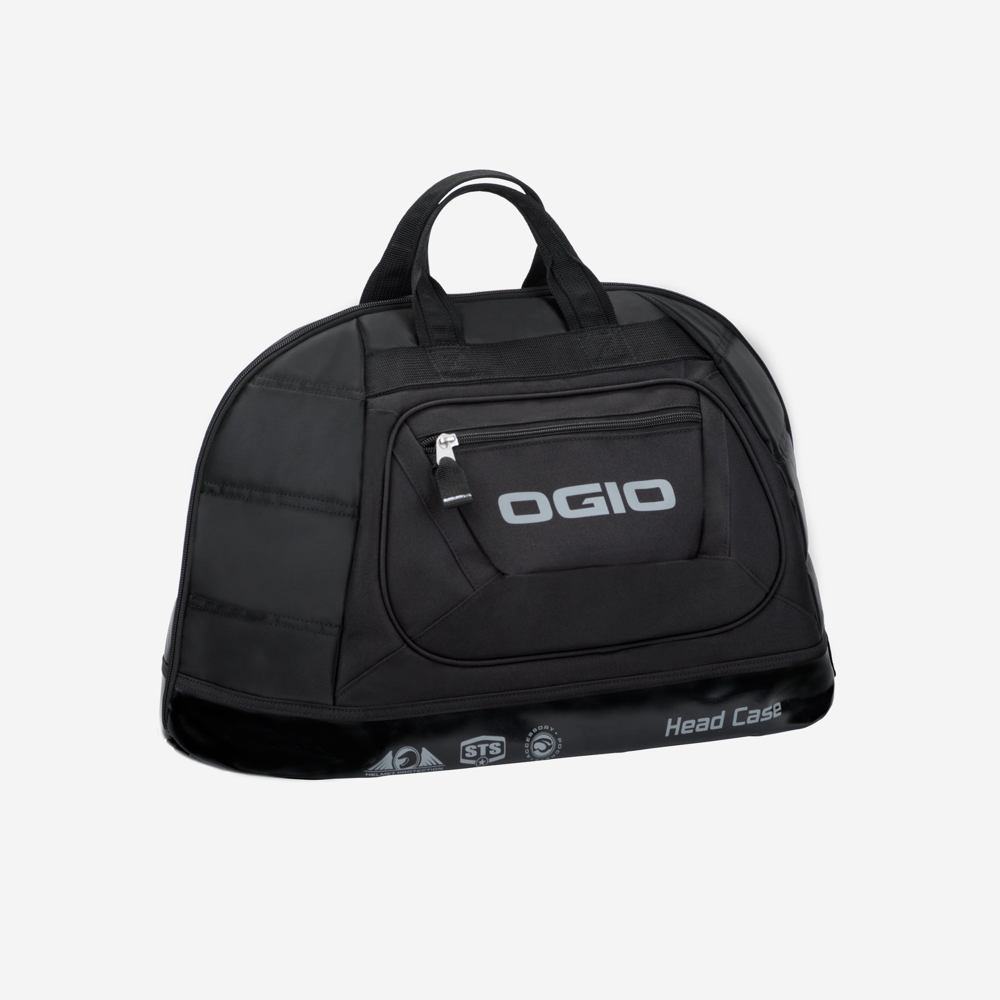 Oversized black golf helmet bag with the Ogio brand logo on the side, featuring an external pocket.