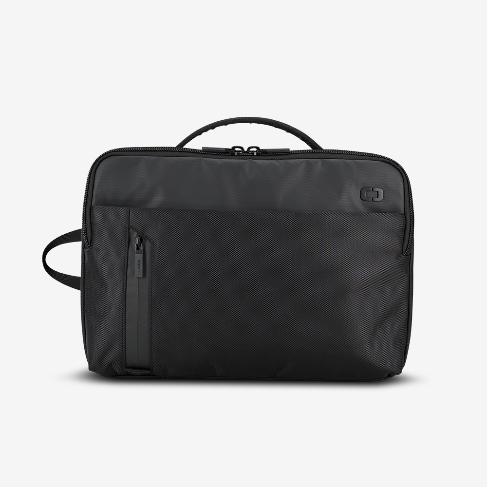 Professional black laptop carry bag with handle and secure zip closure